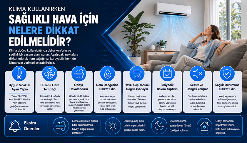 Klima Kullanırken Sağlıklı Hava İçin Nelere Dikkat Edilmelidir?